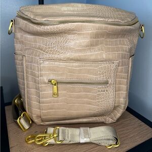 Fawn Design Cream Crocodile-Embossed Baby Bag